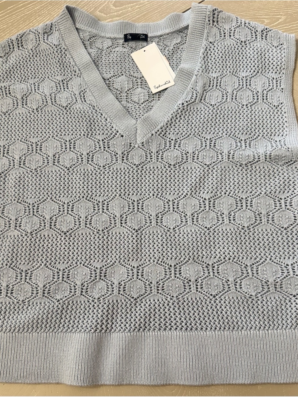 Splendid Light Gray Textured V-Neck Sweater Vest